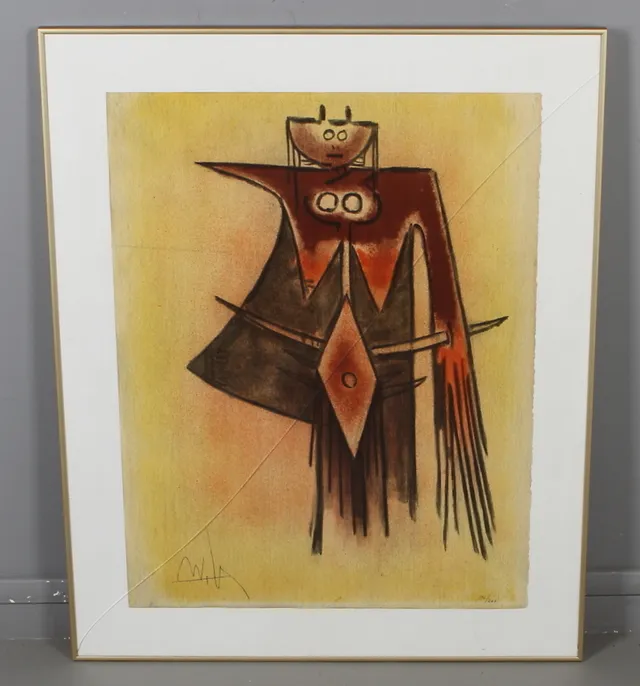 WILFREDO LAM. Figurkomposition, färglitografi, signerad samt numrerad 196/262.