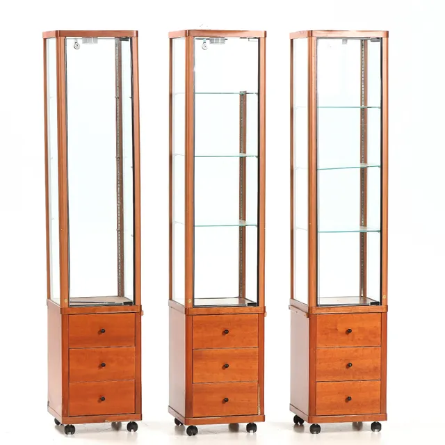 Three stained wood display cases. (3)