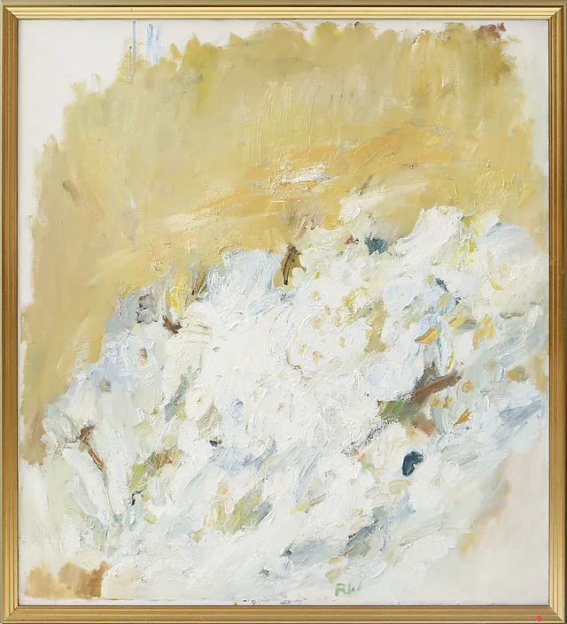 ROLF WIKSTRÖM. "Vita blommor", olja på duk, signerad.