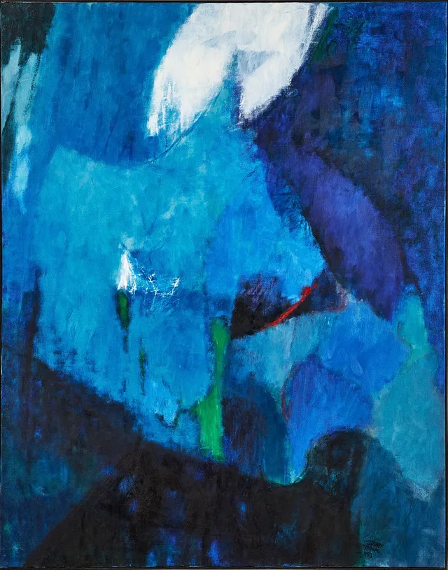 JERRY ROUPE (1919-2005): komposition, signerad samt daterad Jerry Roupe 1993, olja på duk.