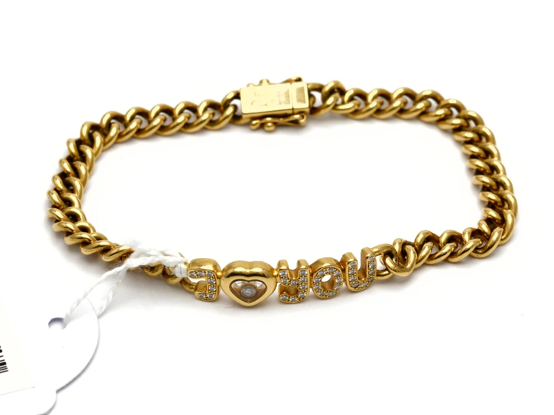 Armband, Chopard Happy Diamond, 18K 19,5cm 30,8g med diamanter 24xca0,01ct + 1xca0,03ct — Smycken/Armband — Kaplans