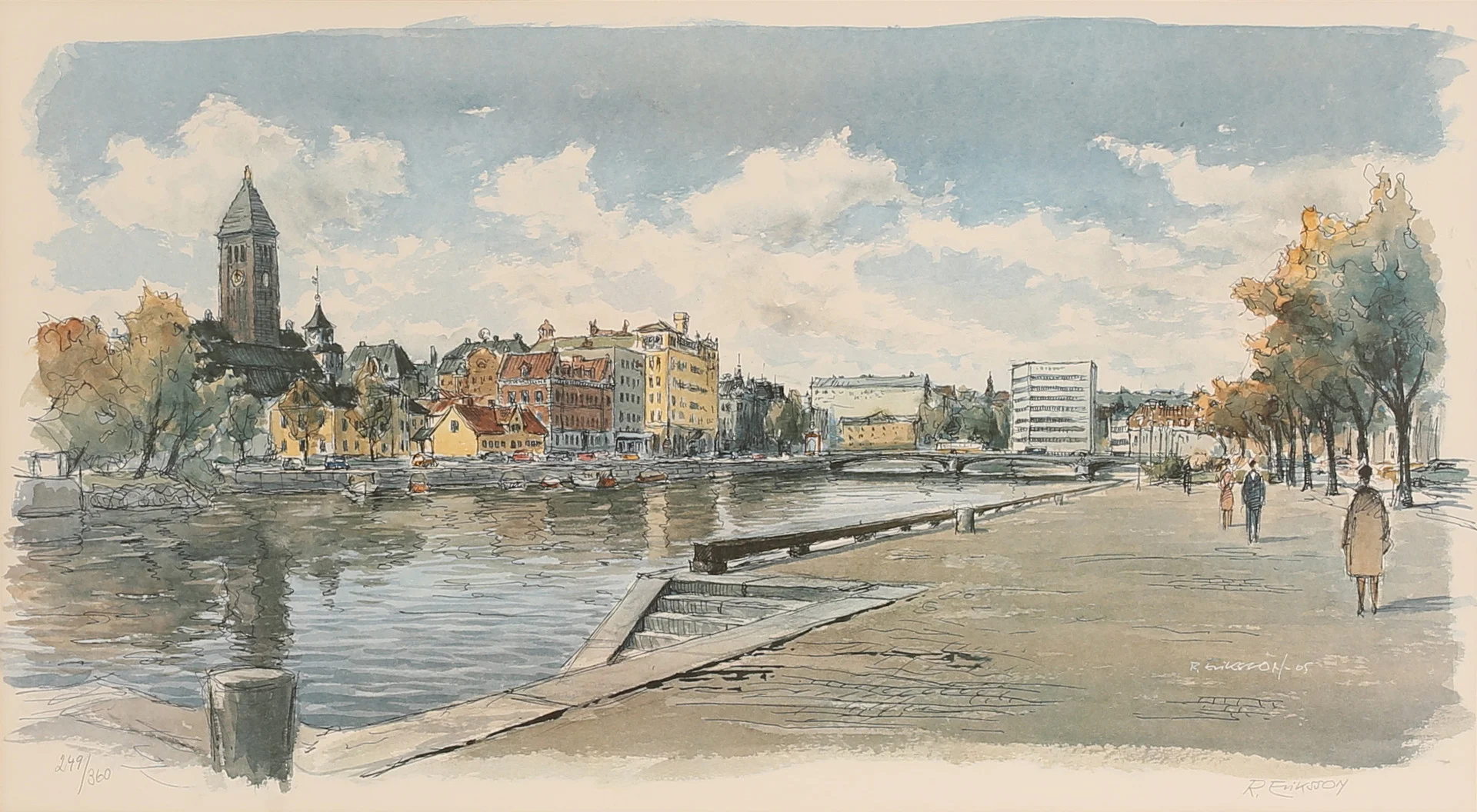 ROLF ERIKSSON. Färglitografi, Norrköpings motiv, signerad och numrerad. — Paintings — RA Auktionsverket Norrköping