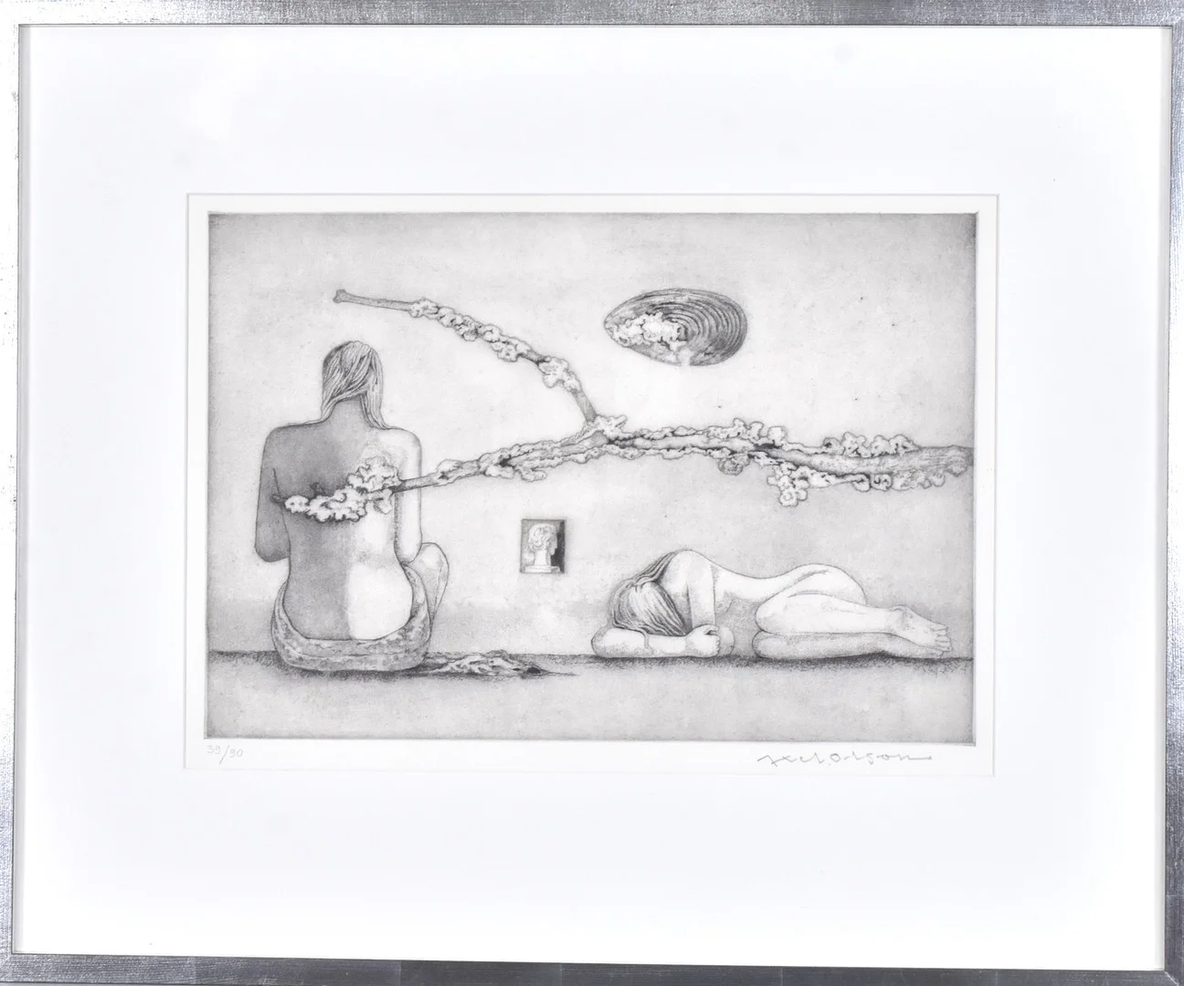 AXEL OLSON. etsning, Sommarstrand. — Engravings & Prints — Halmstads Auktionskammare
