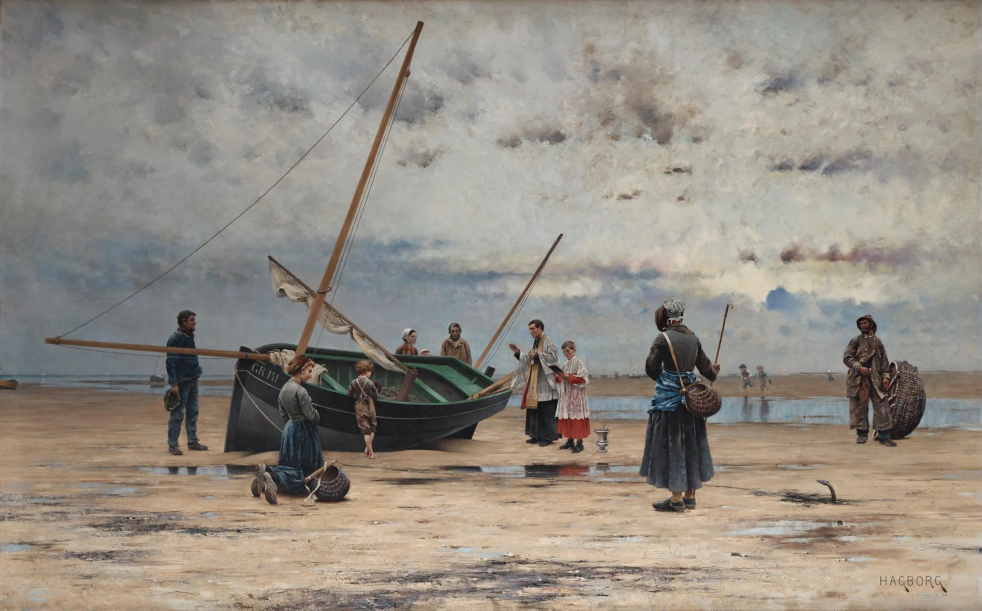 August Hagborg, "Fiskebåten välsignas" (Bénédiction d'une barque). — Bukowskis