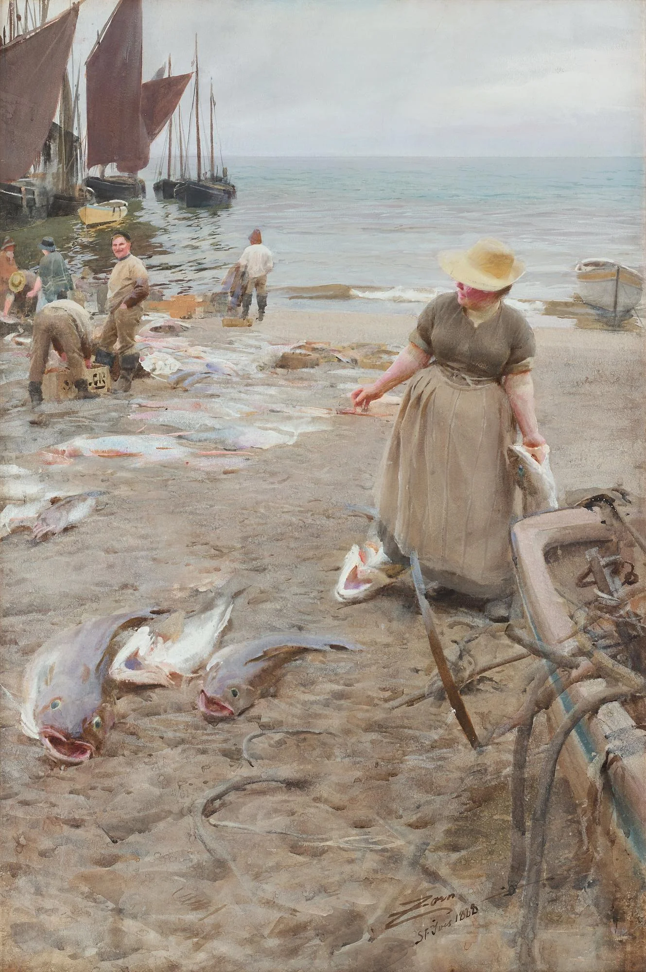 Anders Zorn, ”Fiskmarknad i St Ives”. — Bukowskis