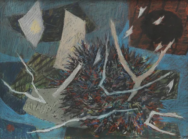 HENRI GOETZ. Komposition, pastell, signerad.