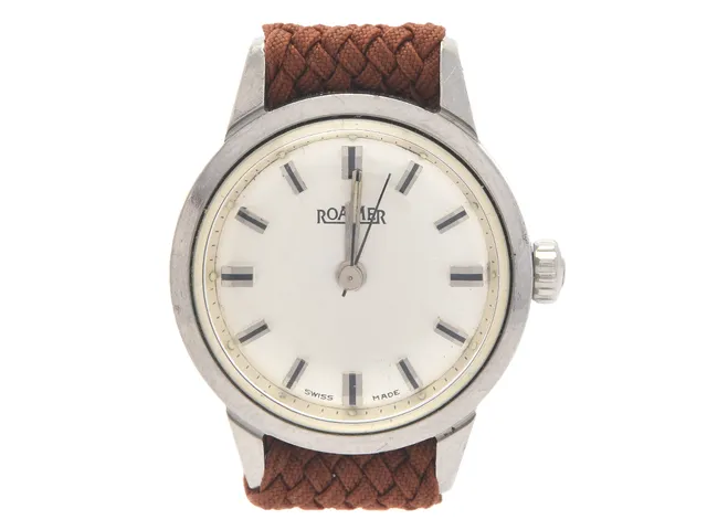 ROAMER, damur, 22 mm, stål, manuell, plexiglas, skadad urtavla, Perlonband, ca 1970.