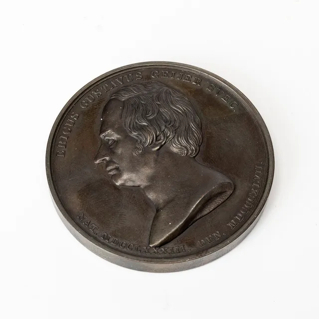 MEDALJ, försilvrad, Geijerska stiftelsens prismedalj, Erik Gustaf Geijer, utgiven 1850.