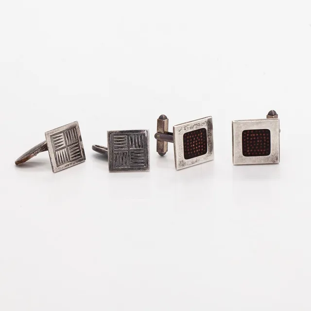 Manschettknappar, 2 par, silver, emalj. Tillander, Helsingfors 1964.