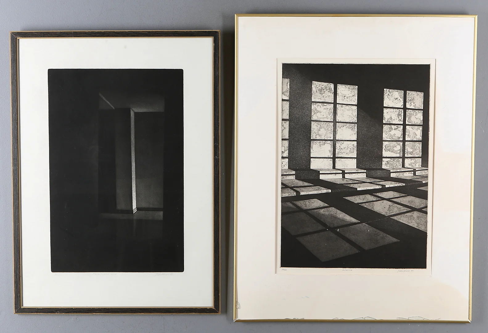 JUKKA VÄNTTINEN. Mezzoprint, 2 st, "Raskolnikovs vind", "Intarsia", signerade, daterade och numrerade. — Engravings & Prints — Auktionshuset Kolonn