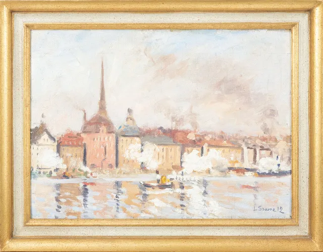 LOUIS SPARRE (1863-1964). Motiv från Stockholm, signerad samt daterad -12, olja på duk, uppfodrad på pannå.