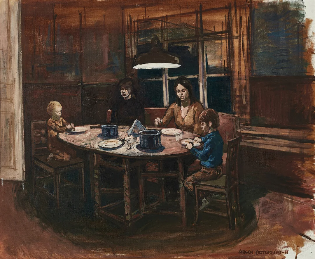 JÖRGEN ZETTERQUIST (1928-2013), Familjen, signerad och daterad Jörgen Zetterquist -71. olja på duk. — Paintings — Crafoord Auktioner Stockholm