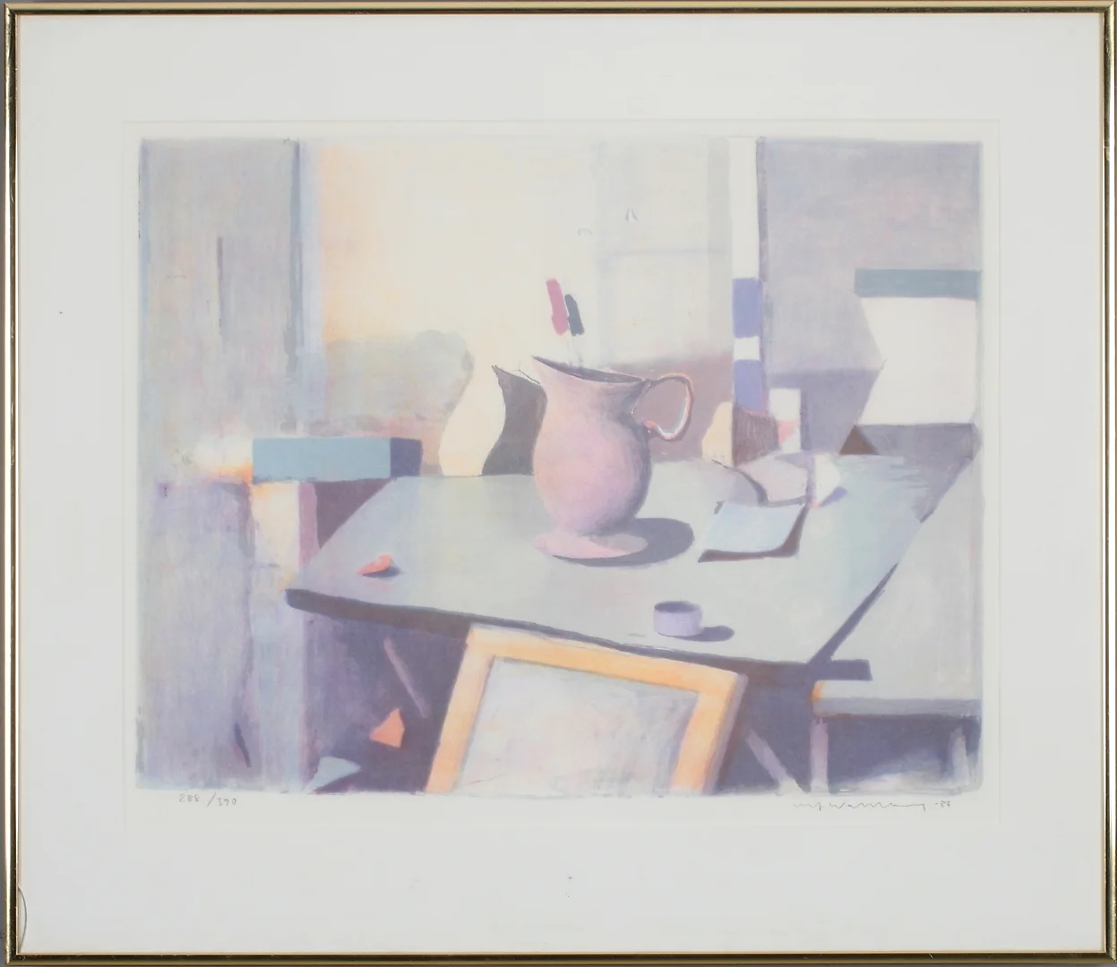 ULF WAHLBERG. Stilleben, litografi, signerad och numrerad 288/390, daterad -88. — Engravings & Prints — Stadsauktion Sundsvall