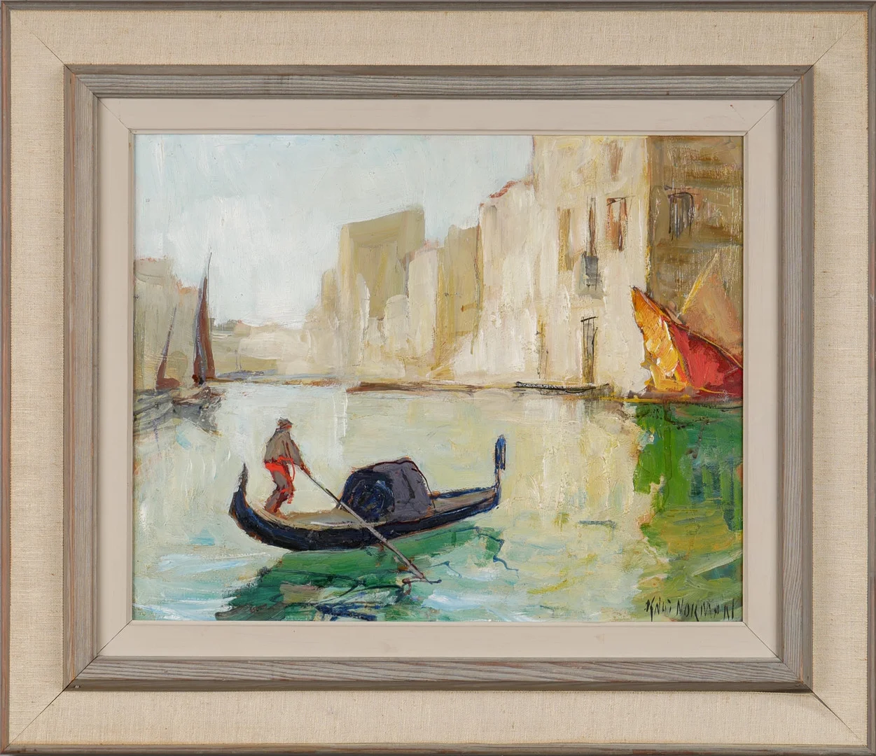 KNUT NORRMAN. Motiv från Venedig, olja på pannå, signerad Knut Norrman. — Paintings — Auktionsfirma Kenneth Svensson i Kalmar