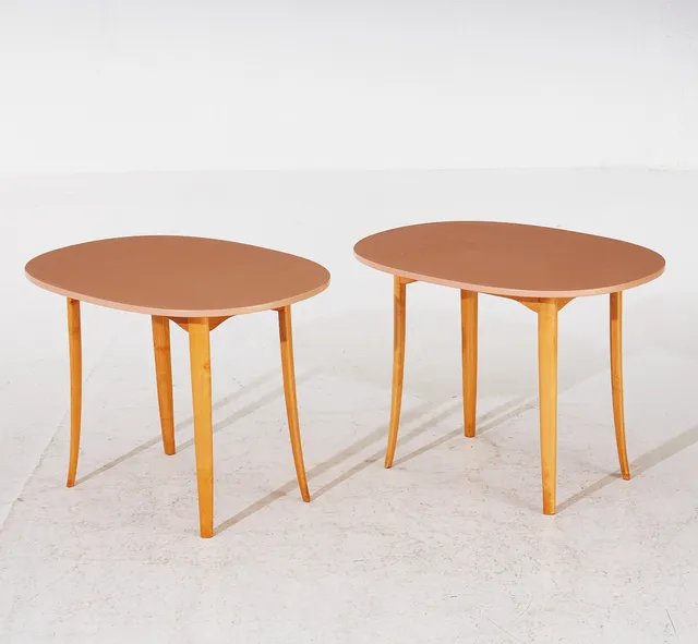 CARL MALMSTEN, "Ovalen", sidobord, 1 par, alm.