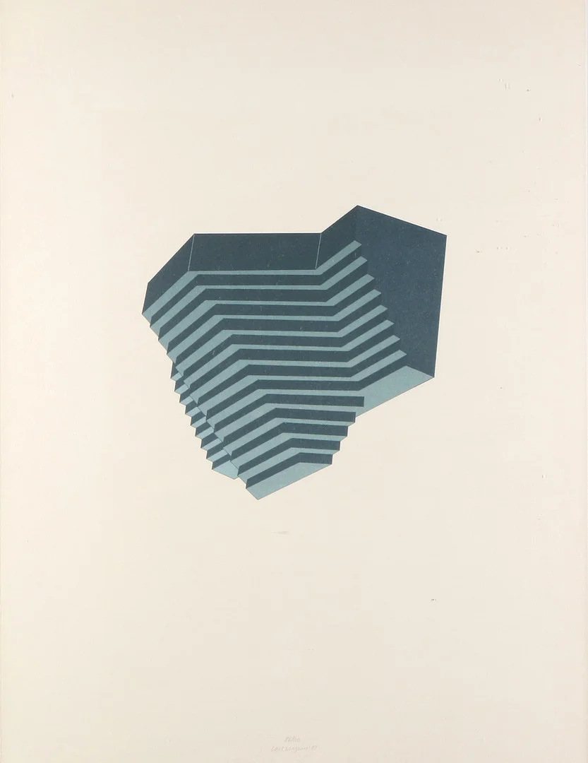 CARL MAGNUS. Litografi, 86/110. Geometrisk komposition. Signerad. — Engravings & Prints — Skånes Auktionsverk