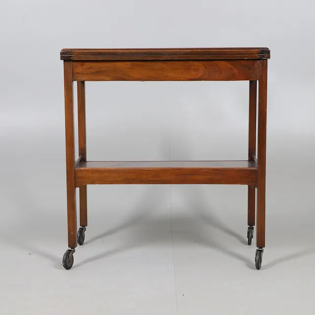 MAHOGANY TROLLEY GAMING TABLE.