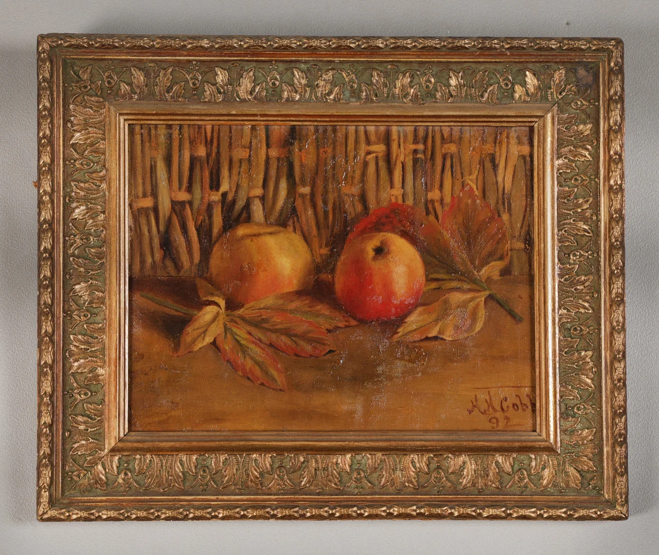 M. H. COBB? (20TH CENTURY) "STILL LIFE OF APPLES". — Paintings — Bishop & Miller
