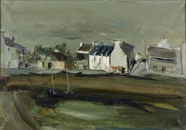 GEORGES LAPORTE (FRANKRIKE, 1920–2000). Hamnstad, signerad, olja på duk.