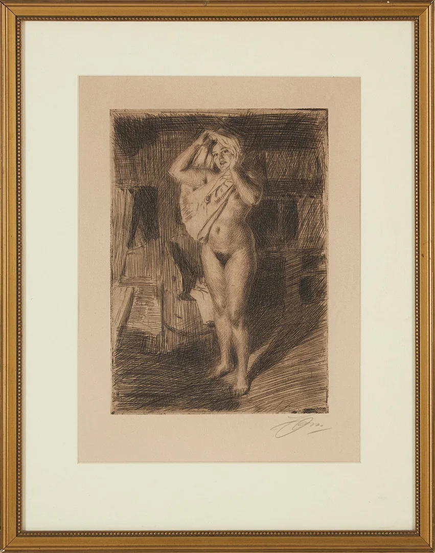 ANDERS ZORN. "Bärsärk", etsning, signerad, 1914. — Engravings & Prints — Stockholms Auktionsverk Magasin 5