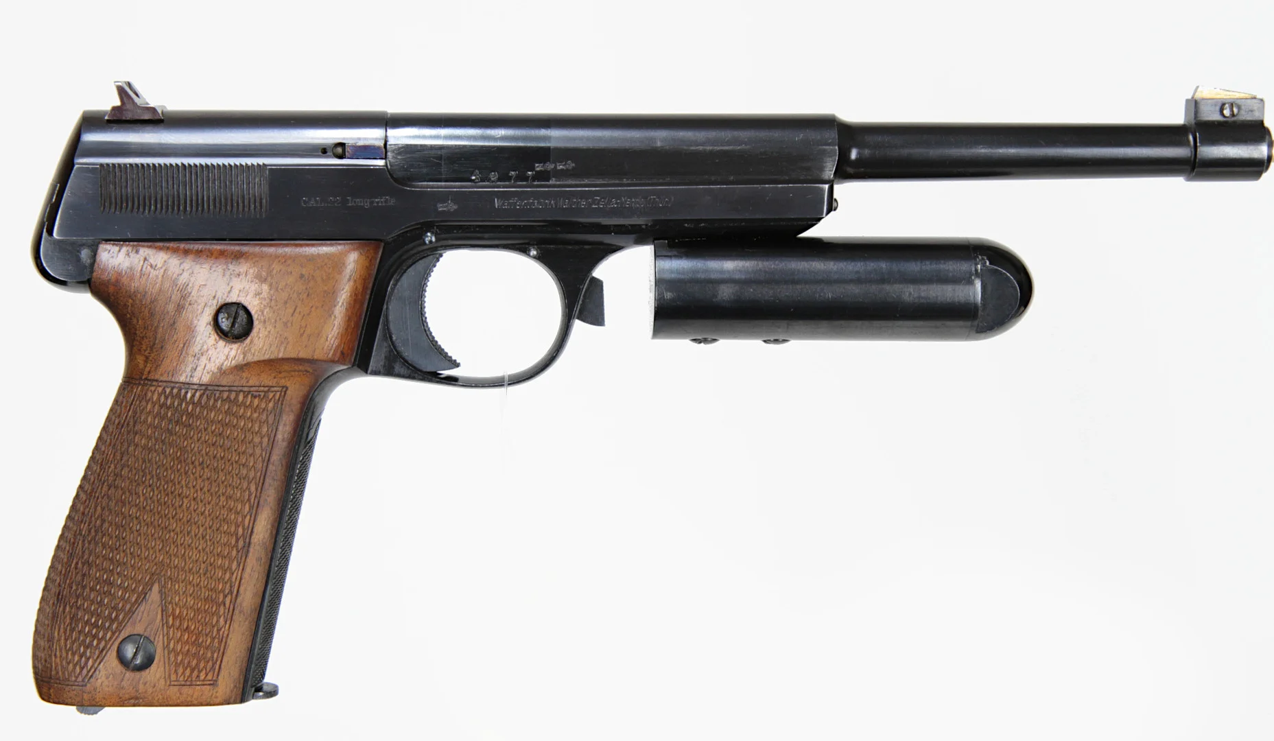 77. PISTOL, tysk, Halvautomatisk, fabrikat Walther Zella-Mehlis, modell 1926 Olympia, kaliber .22LR, tillv.nr 4977. — Pistols — Walter Borg