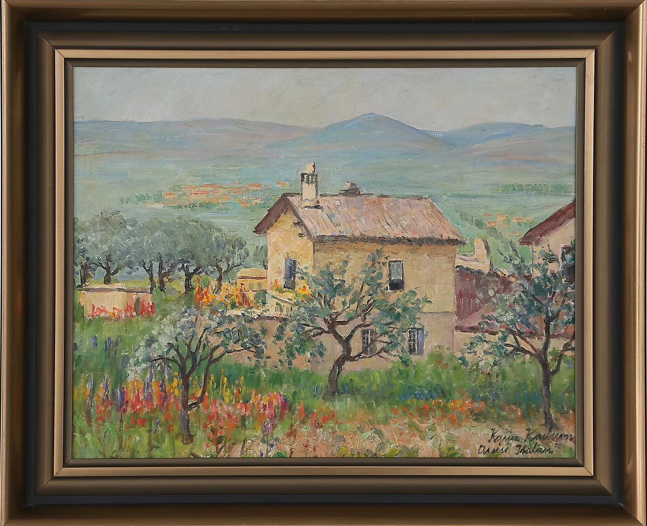 KARIN KARLSSON (1897-1979), Olja på duk, Motiv från Italien, Signerad. — Paintings — Kalmar Auktionsverk