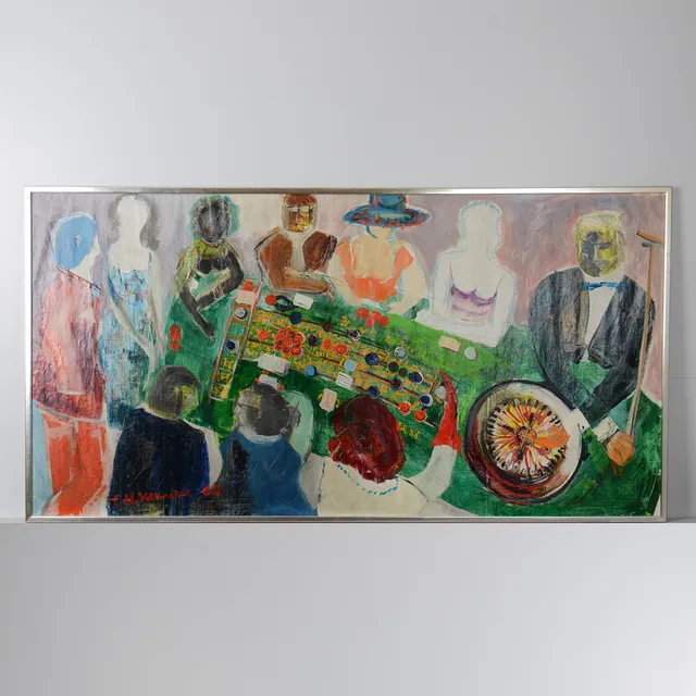 HELMUT MANTEL. Casinomiljö, olja på duk, signerad samt daterad -69.