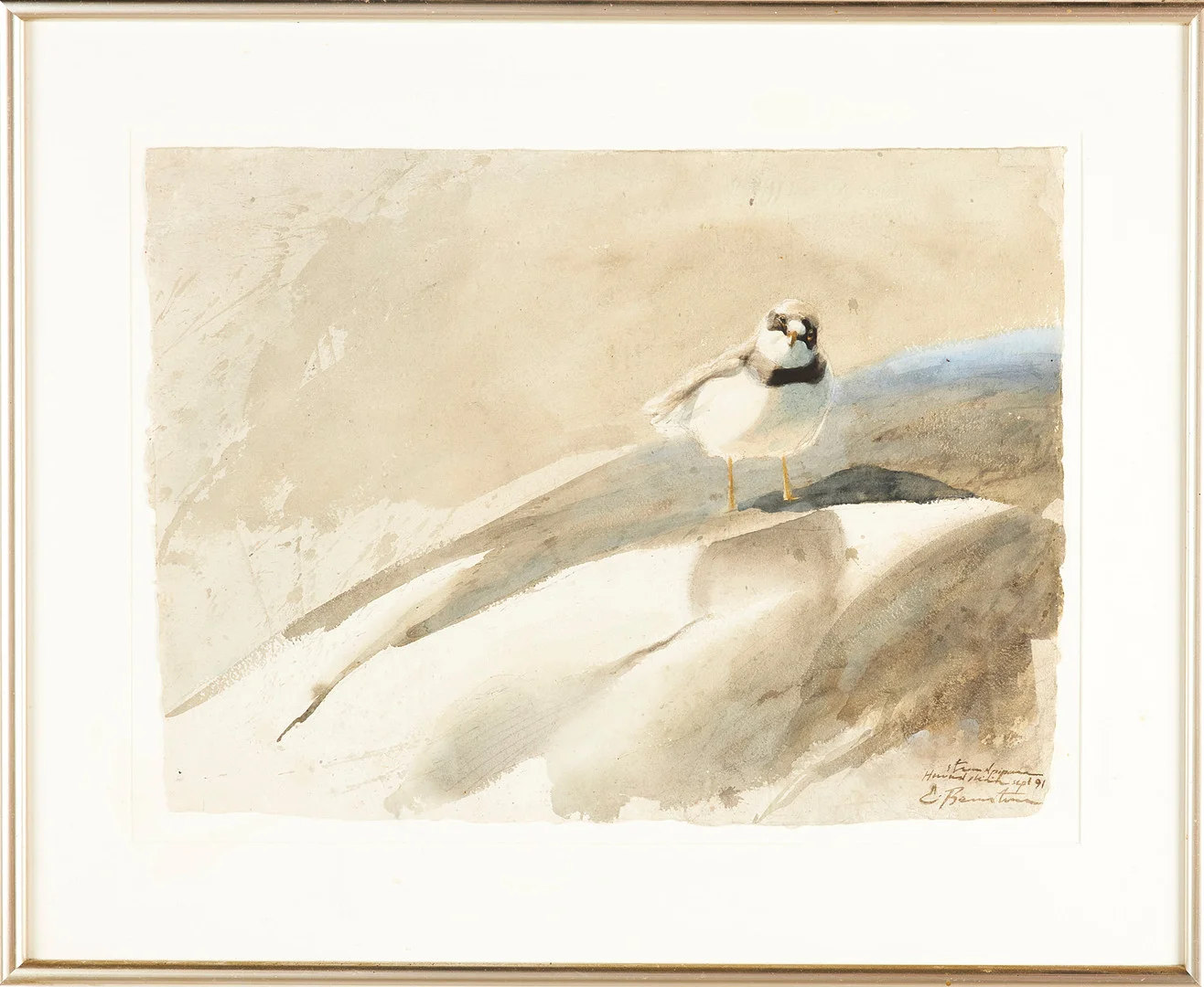 EMANUEL BERNSTONE. fågel, akvarell, signerad, daterad -91. — Paintings — Stockholms Auktionsverk Sickla
