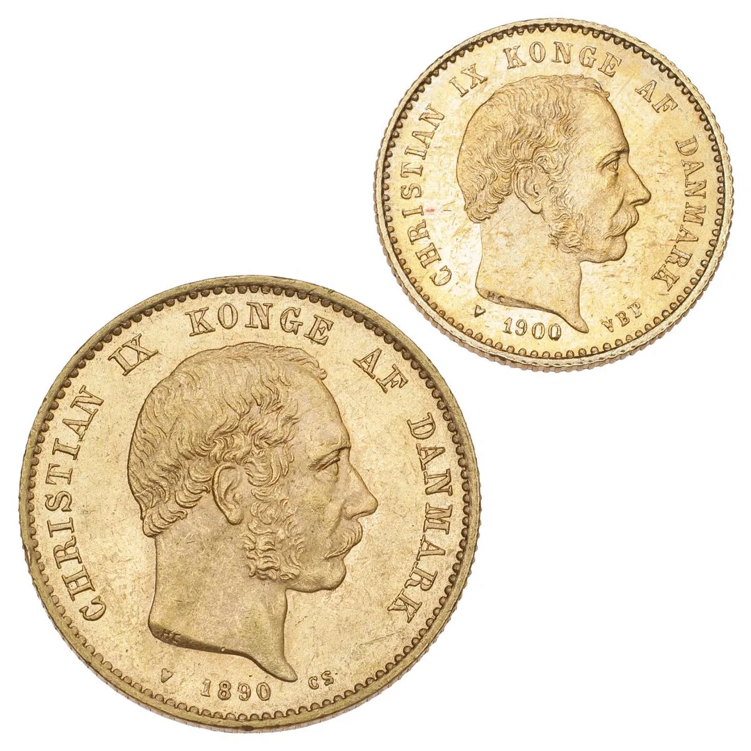 20 kr 1890 CS, H 8A, F 295, and 10 kr 1900 VBP, H 9B, F 296. (2) — Coins, Medals & Banknotes/Denmark/Christian IX, 1863–1906 — Bruun Rasmussen