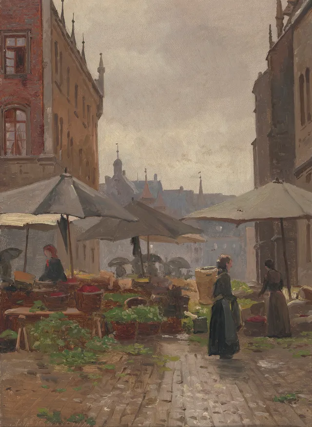 Fischer, August — Kvinner på torget, 1909