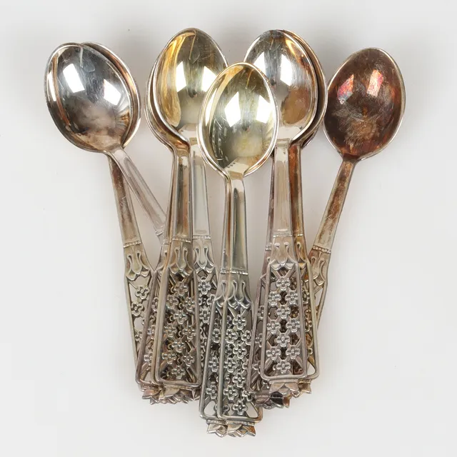 KAFFESKEDAR, 12 st, silver, "Princess", GAB, 1990-tal. Vikt 116 gram.