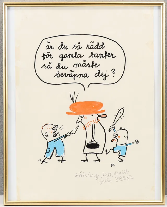 HELGA HENSCHEN (1917-2002). "Är du så rädd för gamla tanter så du måste beväpna dej?".