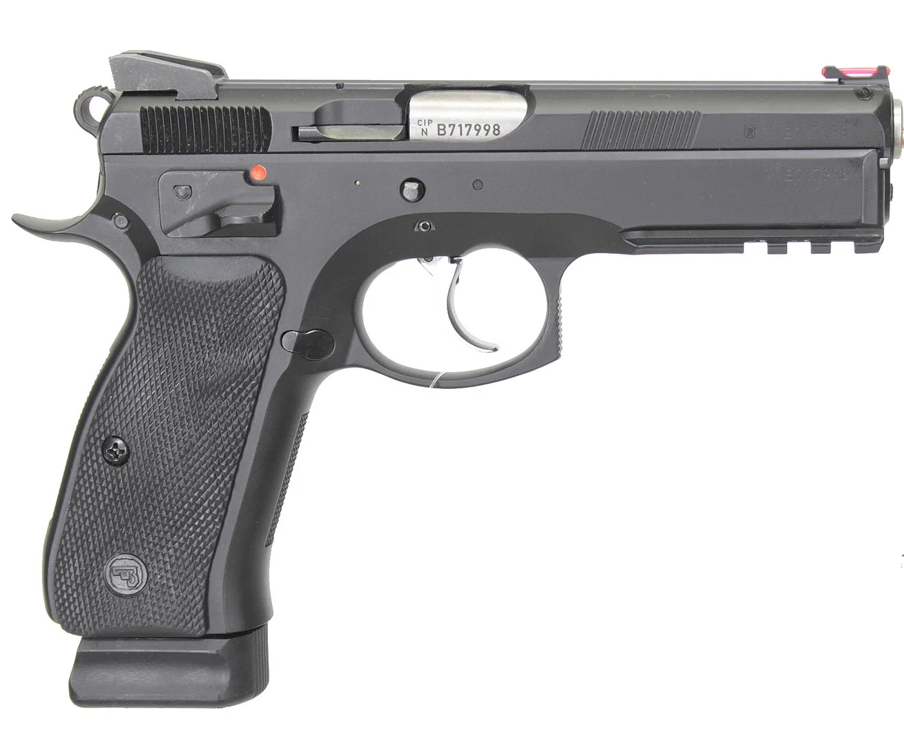 109. PISTOL, tjeckisk, Halvautomatisk, fabrikat CZ, modell 75 SP01 Shadow, kaliber 9x19, tillv.nr B717998, se-nr SE2520664. — Pistols — Walter Borg