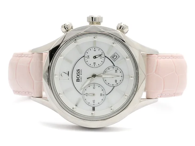 BOSS, kronograf, damur, 41 mm, Boett nr.HB.46.3.2142 2.371.070, mineralglas, datum, pärlemorurtavla, läderband, originalspänne, ca 2011, box, ytterkartong.