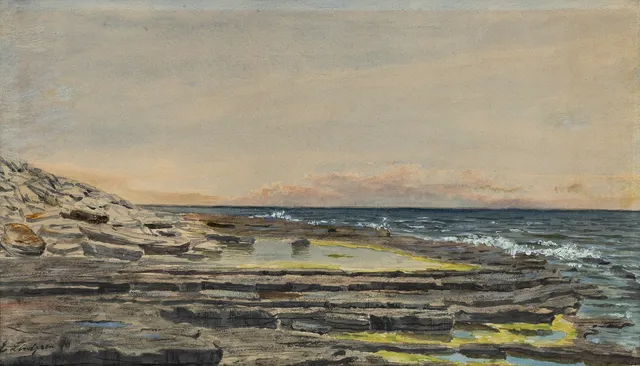 EMIL LINDGREN. Motiv från Karlsö, akvarell, signerad.