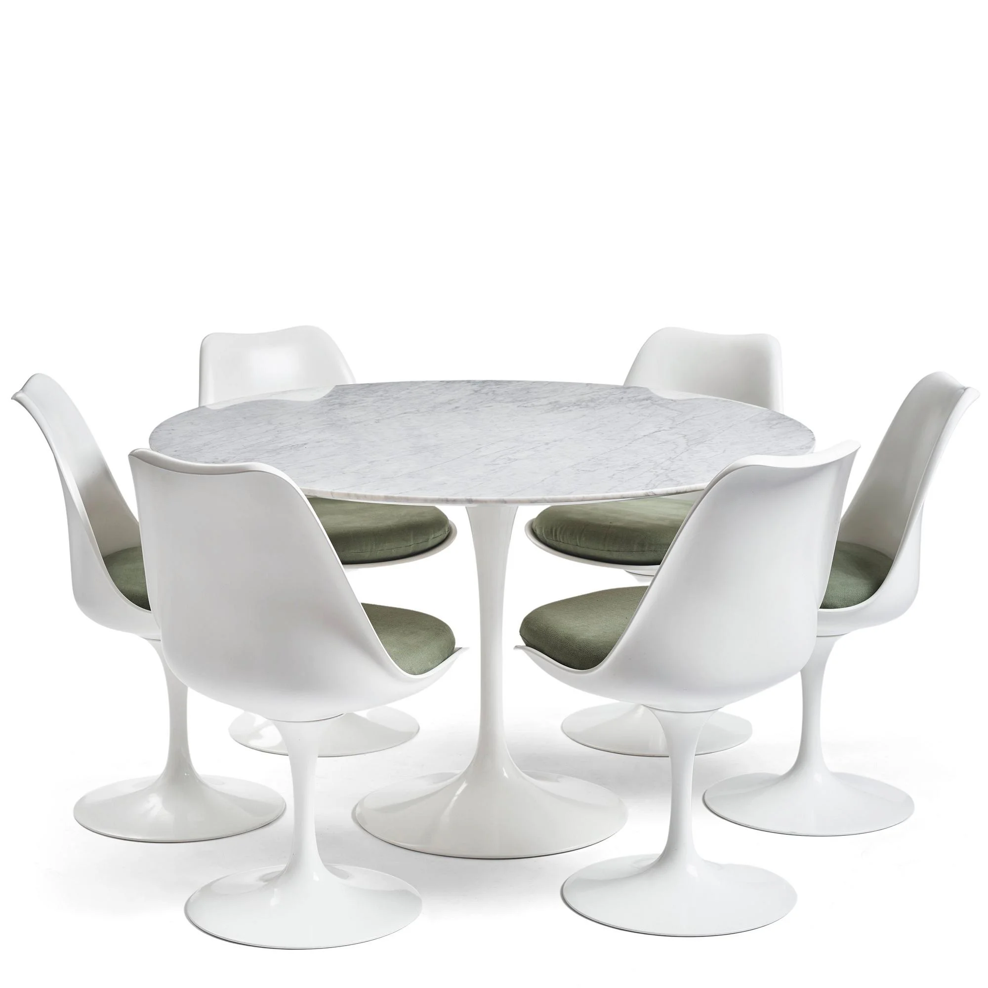 Eero Saarinen, bord och sex stolar, "Tulip", Knoll, sannolikt 1960-tal. — Bukowskis