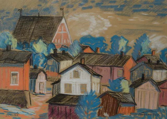 SULO IIVONEN. "Borgå", pastell, signerad samt daterad 1948.