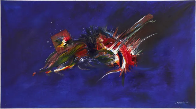 JENS KONRADSSON (FÖDD 1971). Abstrakt motiv, blandteknik, signerad.