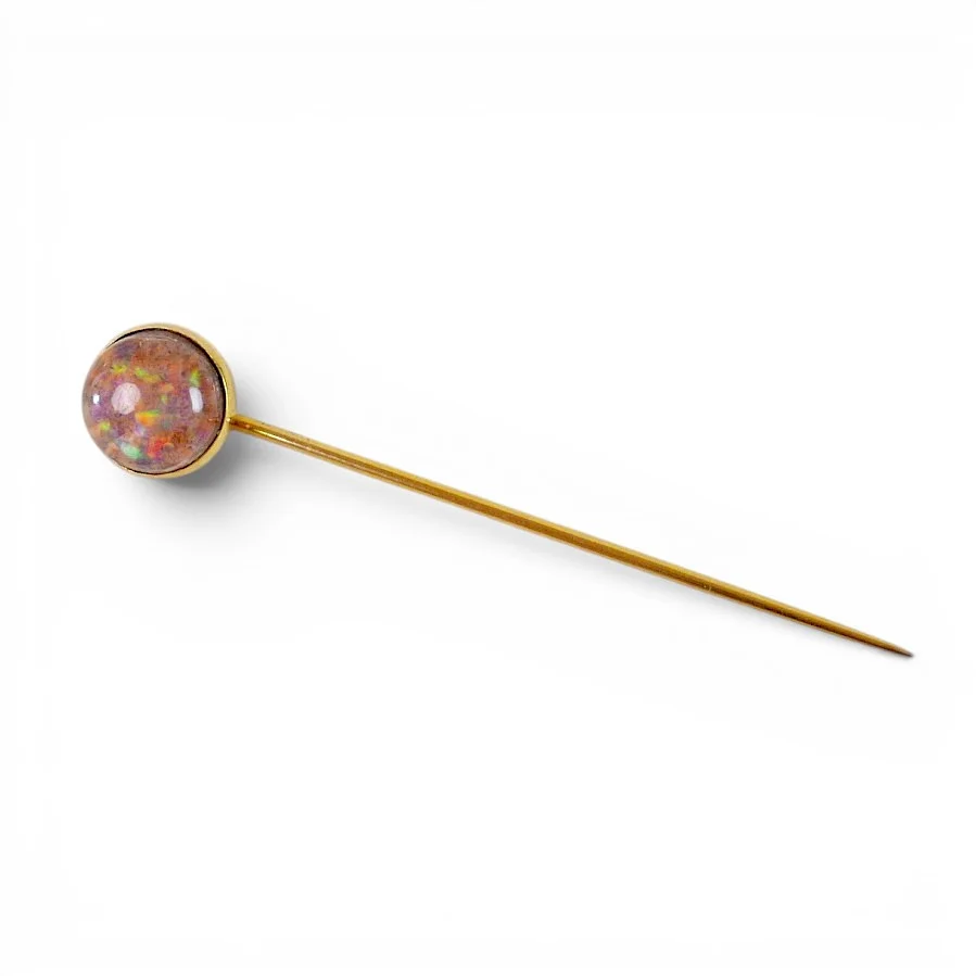 A 14CT GOLD OPAL STYLE STONE STICK PIN. — Cufflinks & Tie Pins — Batemans of Stamford