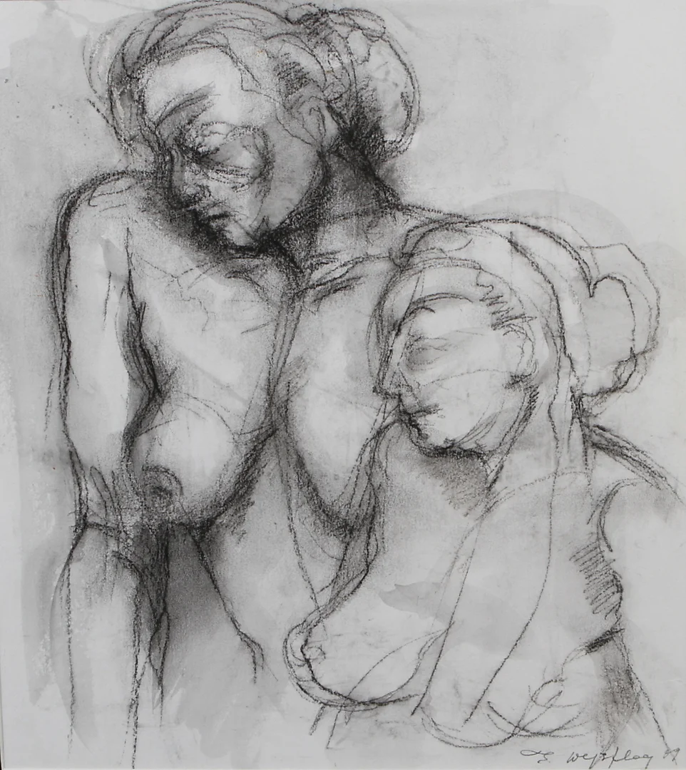 ELISABETH WEJSFLOG. Modell. Blandteknik. Signerad E Wejsflog och daterad -09. — Drawings — Auktionshuset Kolonn