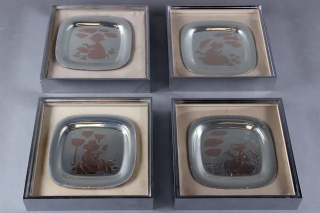 Bjørn Wiinblad for Hans Hansen. Plates in sterling silver and gold, 'The Four Seasons' (4)