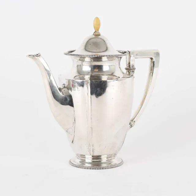 Unknown Danish silversmith: Three-towered silver coffee pot from 1919.