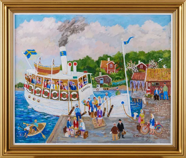 GÖSTA MÅNSSON (1924-2009): "Sommar i skärgården", signerad G Månsson, olja på duk.