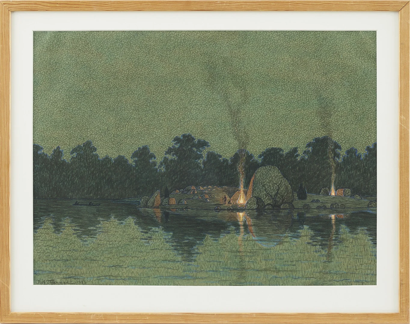 OLOF THUNMAN (1879-1944). Eldar i natten. — Paintings — Stockholms Auktionsverk Magasin 5