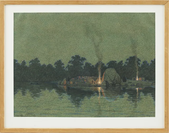 OLOF THUNMAN (1879-1944). Eldar i natten.
