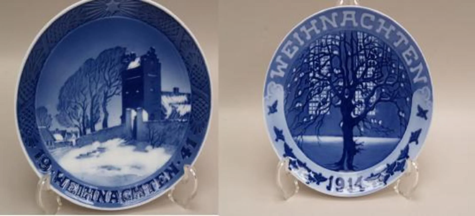 TELLER 2 x ROYAL COPENHAGEN. Weihnachtsteller 1914,1941. — European — Auktionshaus Blank