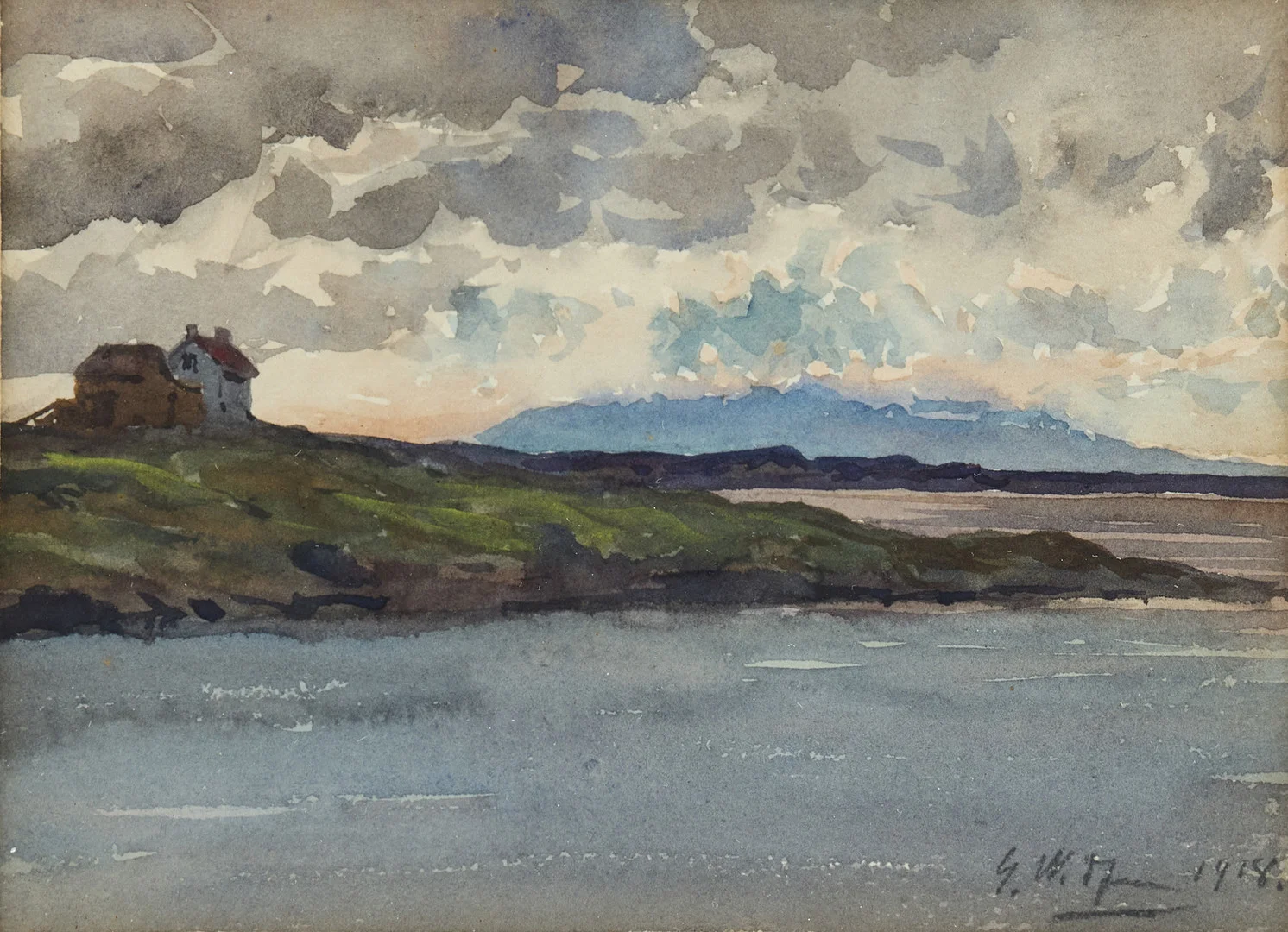 GUNNAR WIDFORSS. Landskap med moln och hus. — Paintings — Stockholms Auktionsverk Fine Art