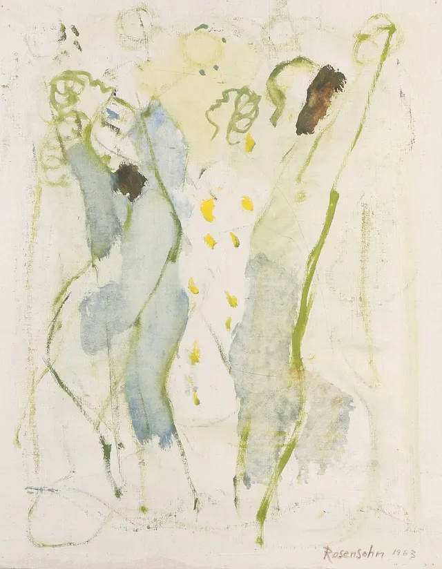 LENNART ROSENSOHN. Blandteknik på duk, uppfodrad på pannå. Komposition. Signerad och daterad 1963.
