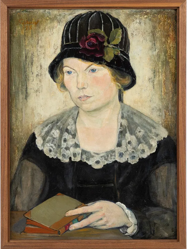 HUGO GEHLIN (1889-1953). Porträtt av konstnärens hustru. Oljemålning på duk. Signerad samt daterad 1918 (uppe till vänster).