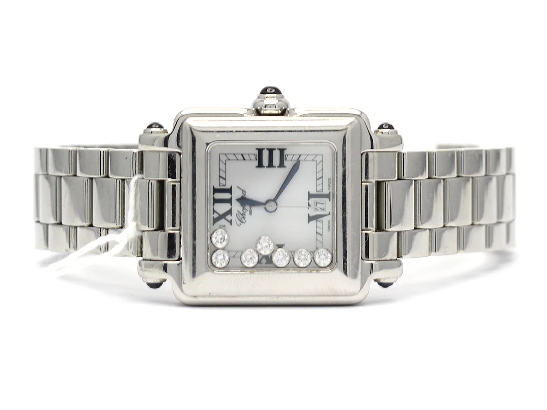 Chopard Damur Happy sport ref:27/8349-23 snr:707376 8325 stål quartz datum med extra länkar i box — Klockor/Chopard — Kaplans